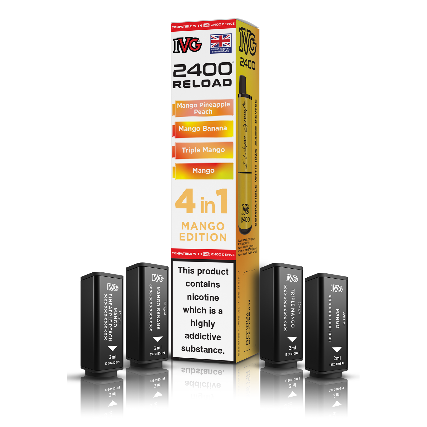 IVG 2400 4 In 1 Mango Edition Reload Pods Vaporizers & Electronic Cigarettes IVG