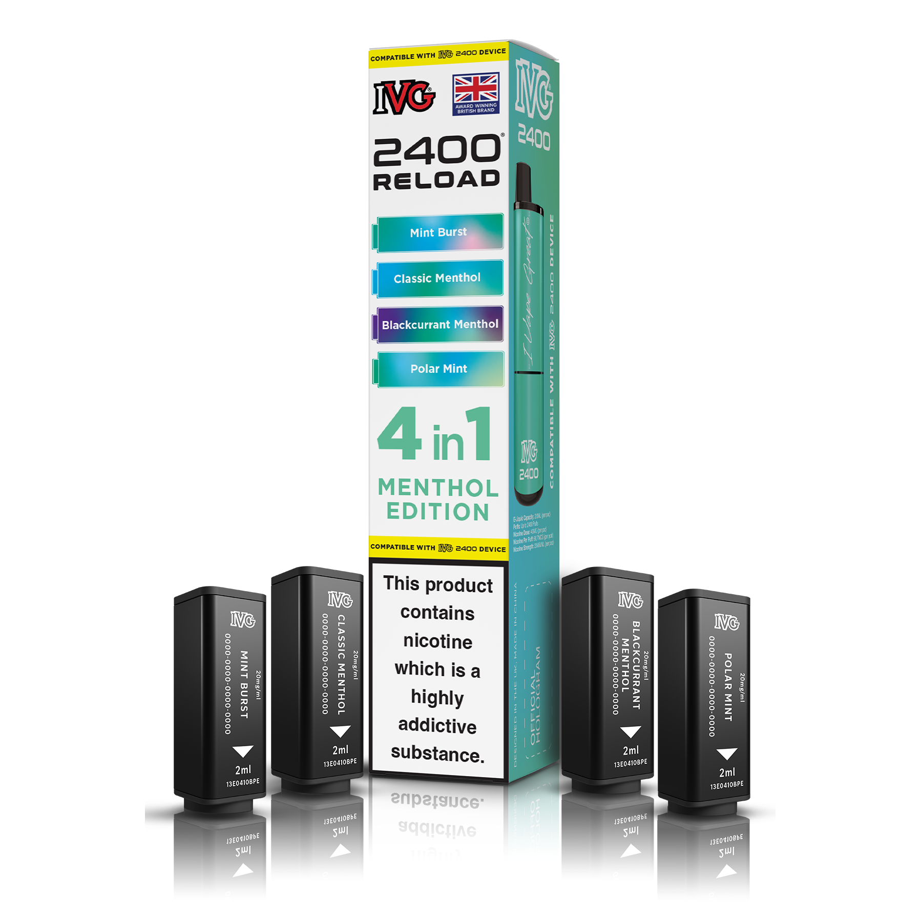 IVG 2400 4 In 1 Menthol Edition Reload Pods Vaporizers & Electronic Cigarettes IVG