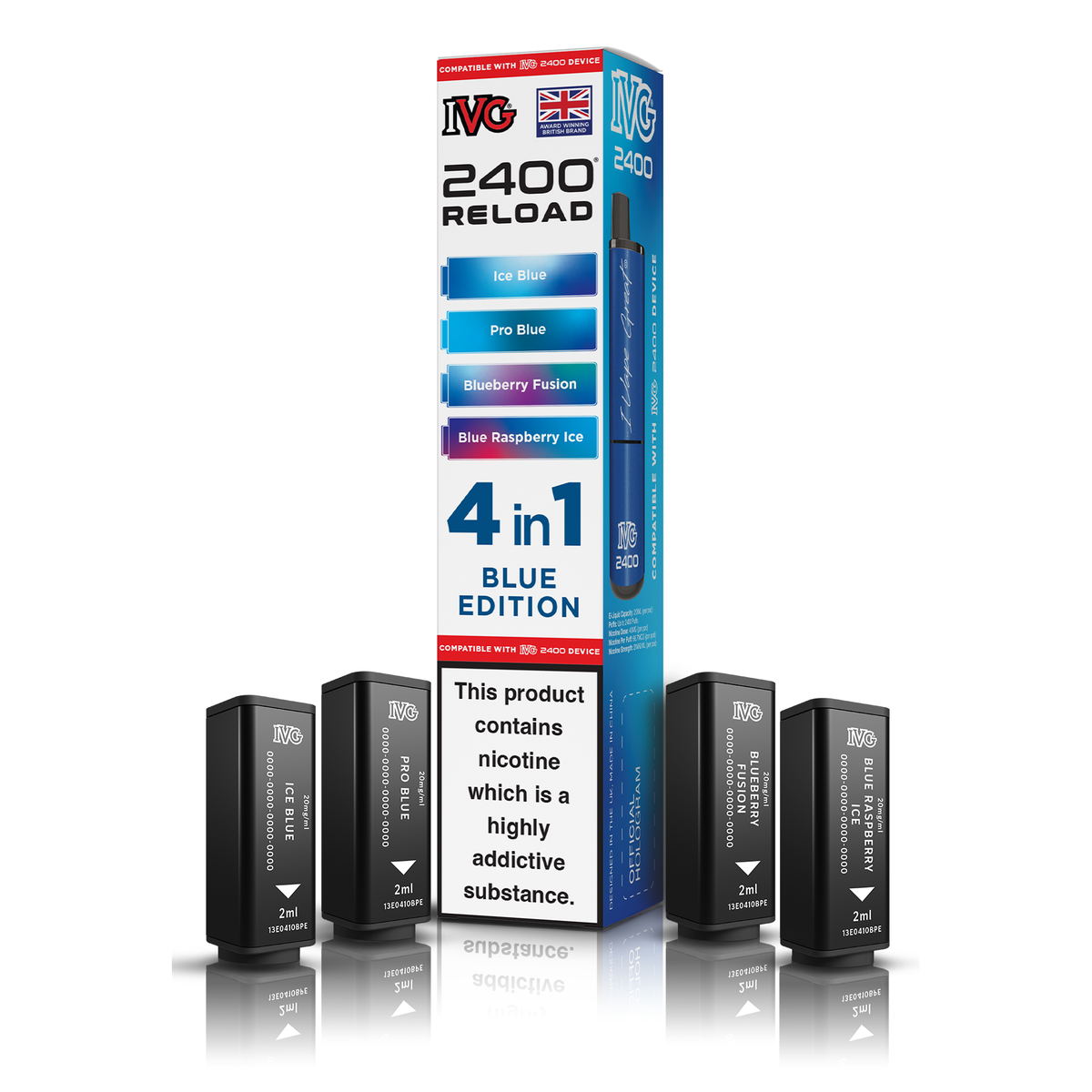 IVG 2400 4 In 1 Blue Edition Reload Pods Vaporizers & Electronic Cigarettes IVG