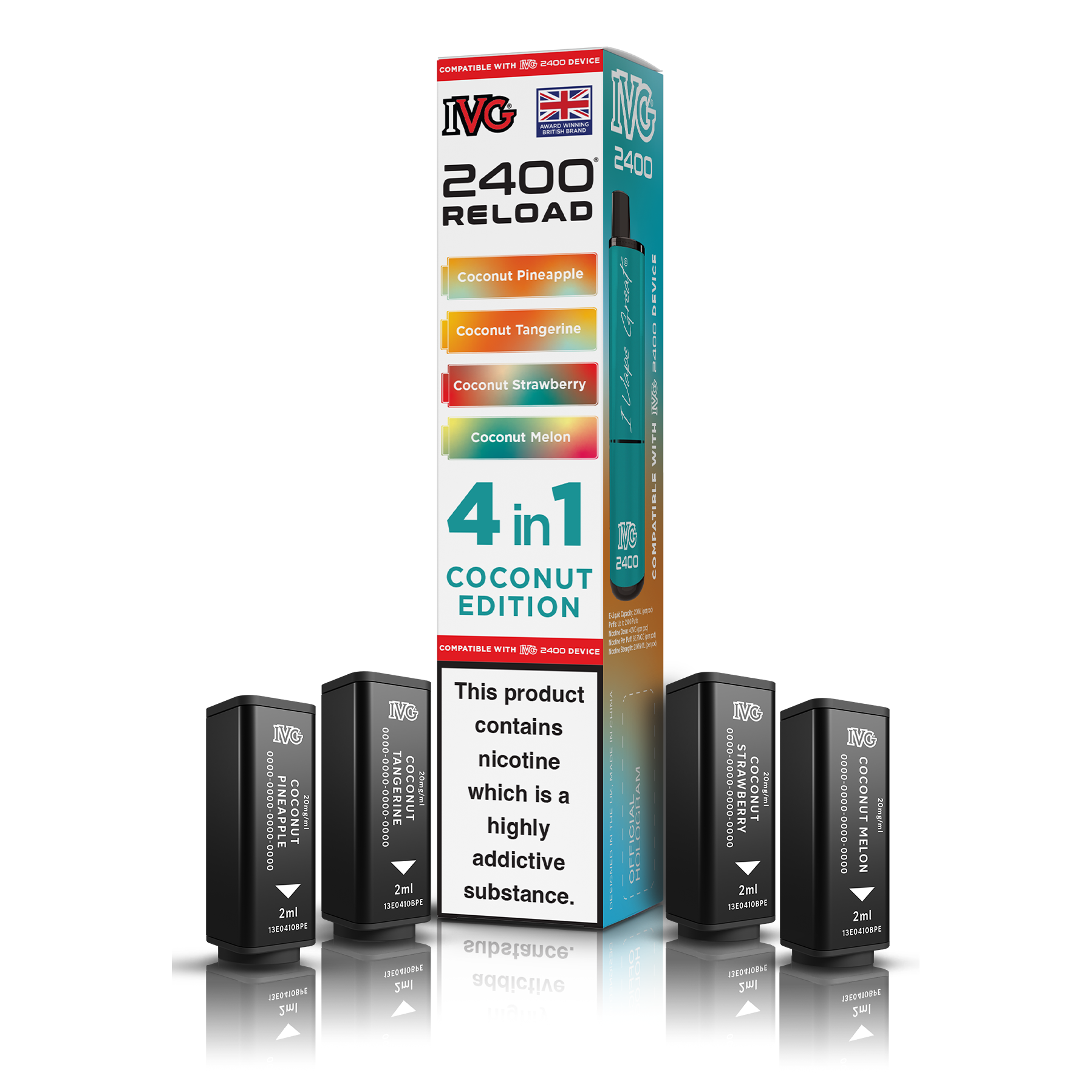 IVG 2400 4 In 1 Coconut Edition Reload Pods Vaporizers & Electronic Cigarettes IVG