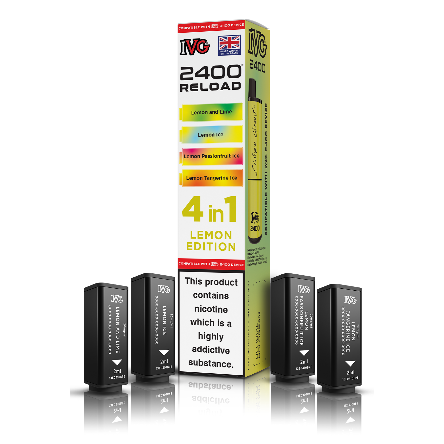 IVG 2400 4 In 1 Lemon Edition Reload Pods Vaporizers & Electronic Cigarettes IVG