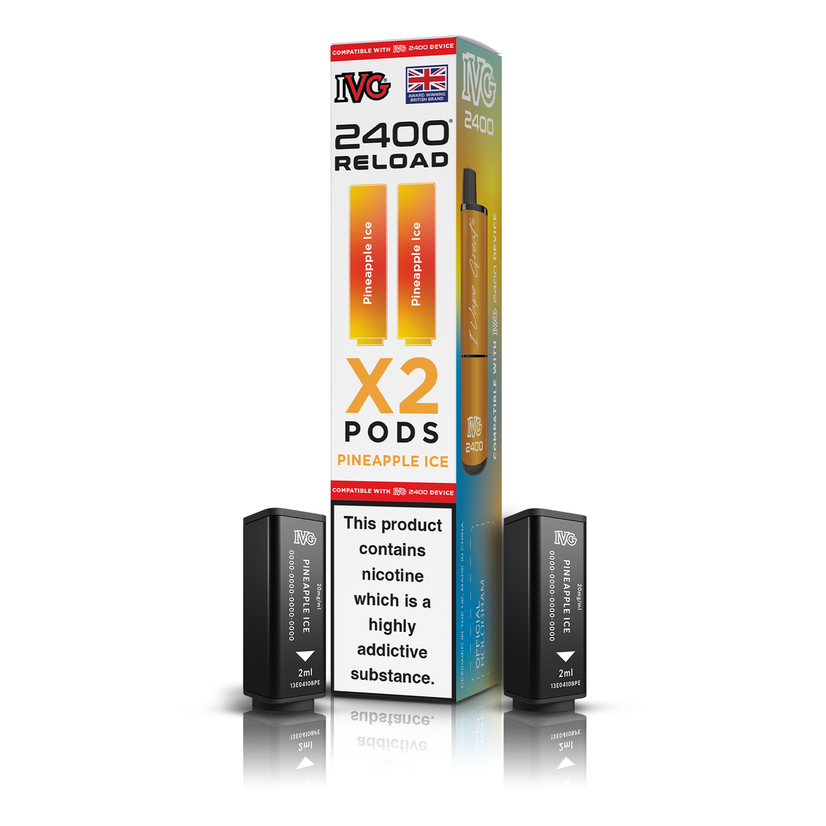 IVG 2400 4 In 1 Pineapple Ice Reload Pods Vaporizers & Electronic Cigarettes IVG