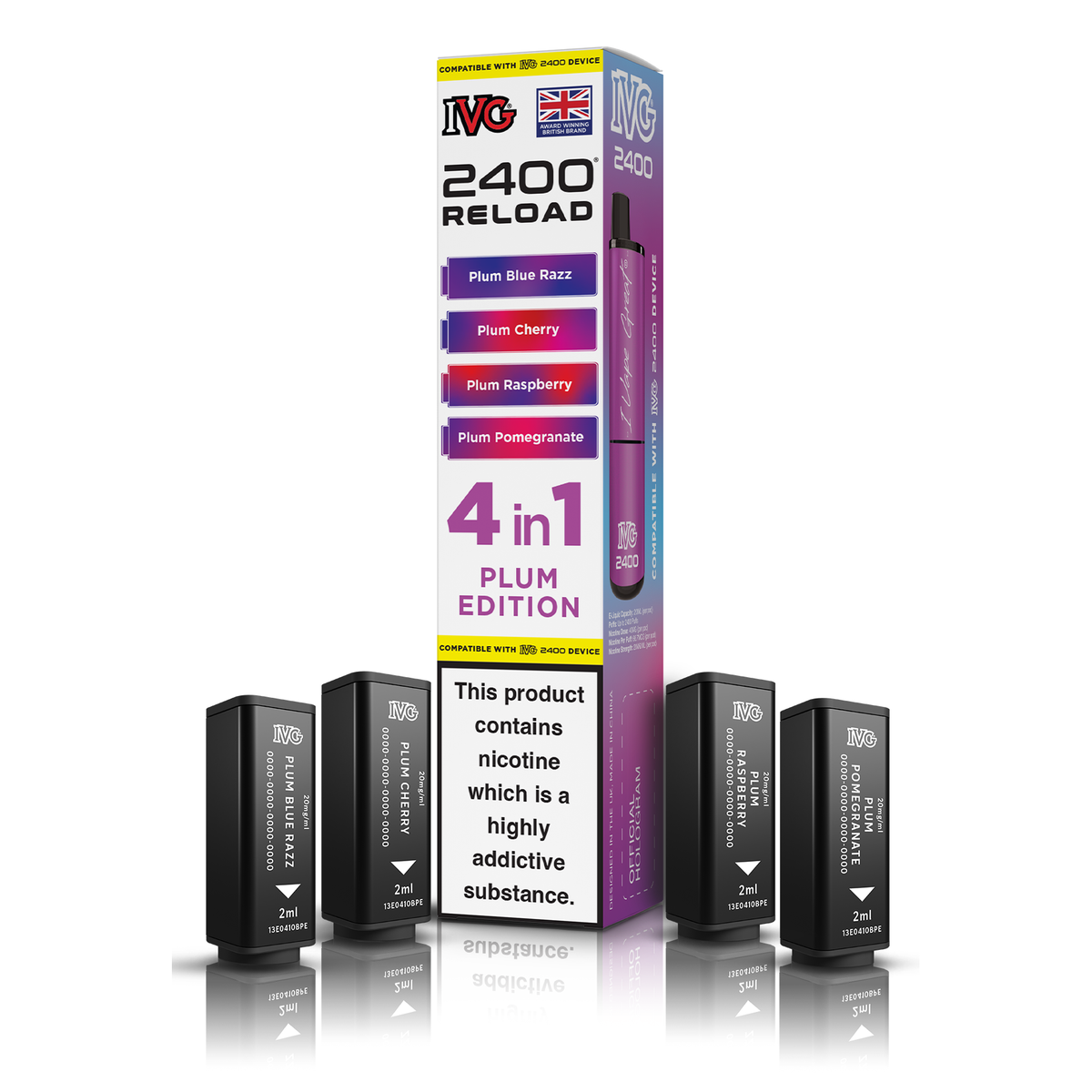 IVG 2400 4 In 1 Plum Edition Reload Pods Vaporizers & Electronic Cigarettes IVG