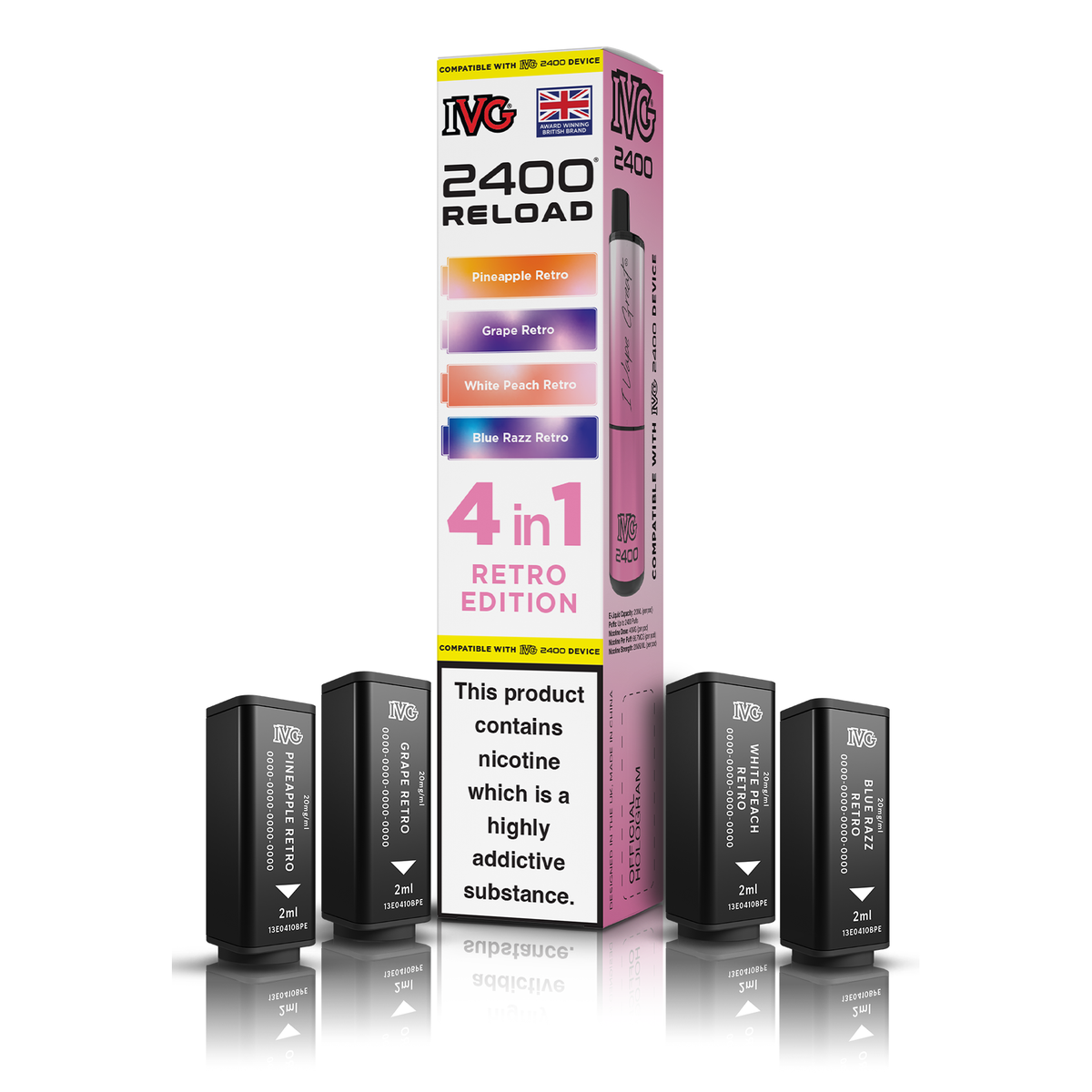 IVG 2400 4 In 1 Retro Edition Reload Pods Vaporizers & Electronic Cigarettes IVG