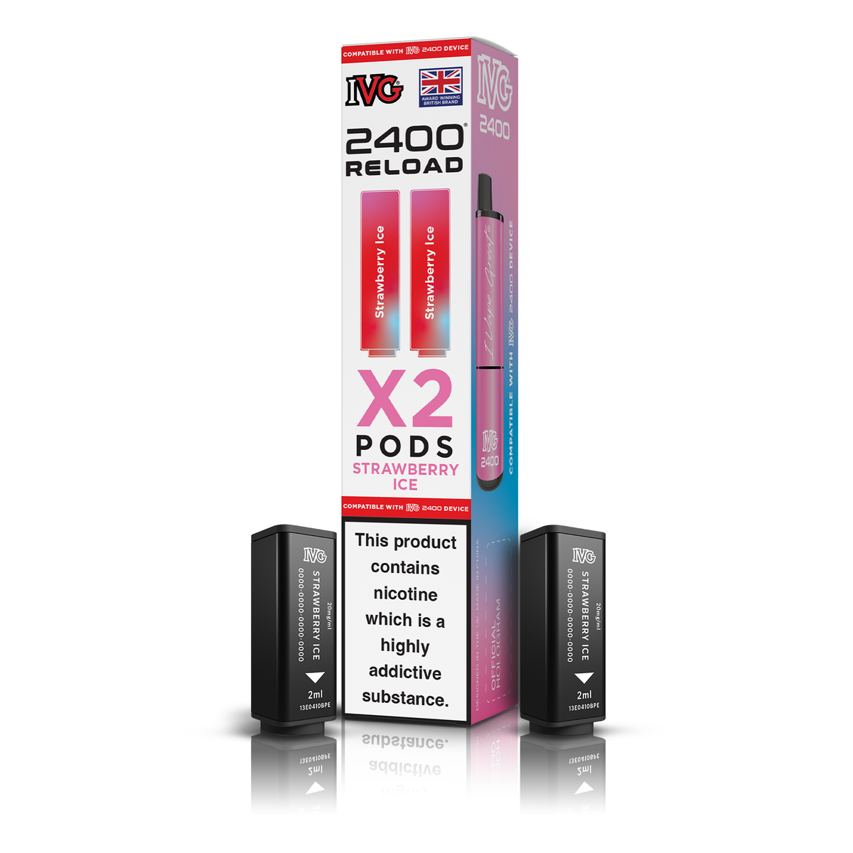 IVG 2400 4 In 1 Strawberry Ice Reload Pods Vaporizers & Electronic Cigarettes IVG