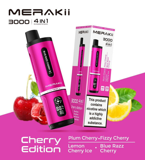 Merakii 3000 Puffs Disposable Vape 4 in 1 Pod System Kit Box of 5 - Vapeshopdistro