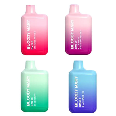 Bloody Mary BM600 Disposable Vape Pod Box of 10-Blue Razz Ice-vapeukwholesale