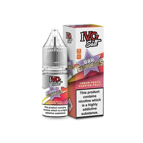 IVG Nic Salt Bar Favourite 10ml E Liquid- Pack Of 10-Lemon Peach Passion-vapeukwholesale